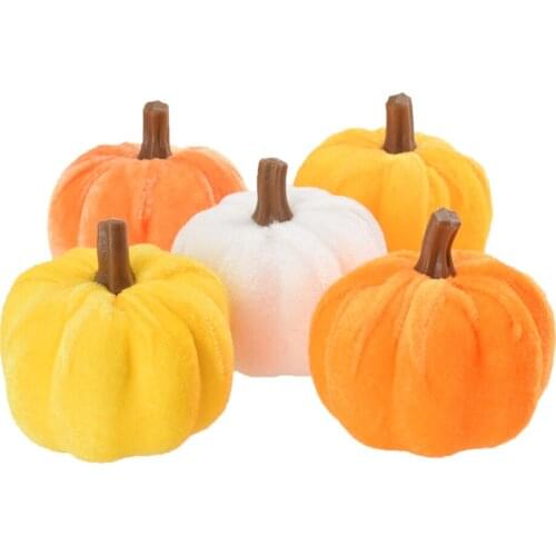 Festival Pumpkin Flannel Simulation Festive Decoration Props Ornaments 5 Colors Holiday 5pcs Thanksgiving Halloween