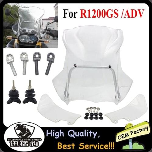 Clear R1200GS ADV Windshield WindScreen w/ Mount Support Bracket+Windshield Side For BMW R 1200 GS Adventure 2005-2012