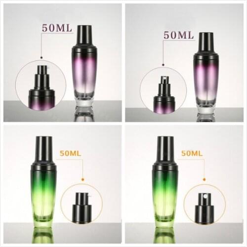 50ml purple glass lotion bottle with black pump black lid for serum/lotion/foundation Cosmetic Packaging