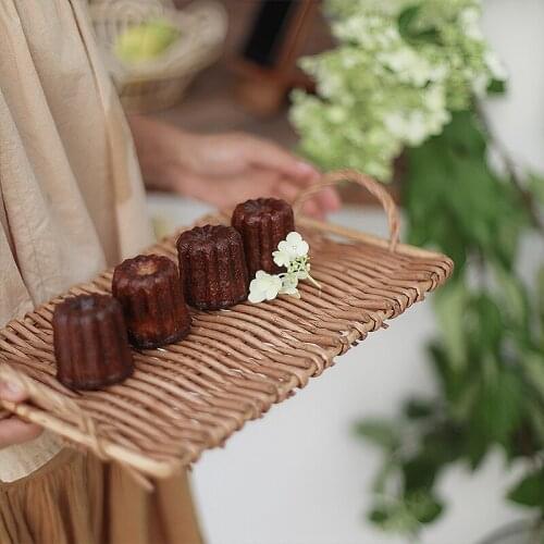 Handmade Rattan Plate Dinner Plates Sushi Plate Fruit Bread Cake Service Dessert Plates Dining Room Serving Tray