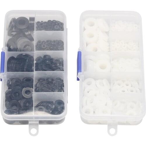 250/500Pcs M2 M2.5 M3 M4 M5 M6 M8 Black /White Plastic Nylon Washer Plated Flat Spacer Washer Seals Gasket Kit