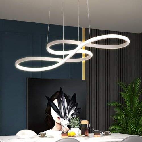 Modern LED Pendant Light Dining Room Bedroom Pendant Lamp Creative Music Note Indoor Hanging Lighting Black and White