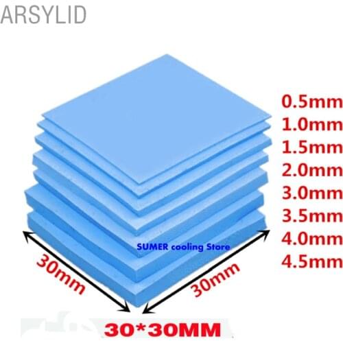High quality 30*30mm Variety of thickness Thermal conductivity 3.6W GPU CPU Heatsink Cooling Conductive Silicone Pad Thermal Pad