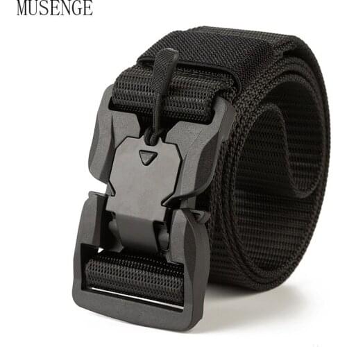 Convenient Tactical Belt Soft Genuine Nylon Military Belt Tough Non-Slip Mens Hunting Belt Magnetic Buckle Sports Accessories