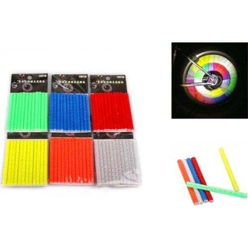 12Pcs Bicycle Lights Bike Strip Reflective Reflector Wheel Rim Spoke Clip Tube Night Riding Safety Warning Cycling Bike Accessor