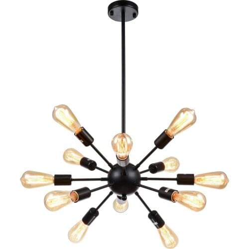 Vintage Edison Light Fixture Industrial Starburst Lighting with 12 Lights for Living Room Kitchen Dining Room