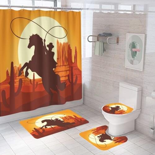 Western Cowboy Riding Shower Curtain Luxury Bathroom Waterproof Polyester Bath Curtain Octopus Washable Bath Decor Curtains