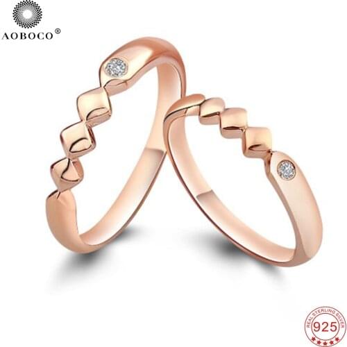 Factory Price Pure 925 Sterling Silver Elegant Rose Gold Color Engagement & Wedding Rings for Women & Men GNJ0569