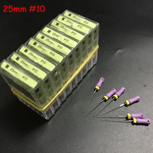 10boxes Dental Hand Use K-Files Stainless Steel Endodontic Instruments 25mm #10