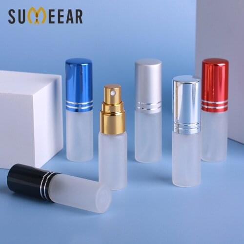 100 Pcs/lot 5ml Frosted Glass Bottle colour Perfume Atomizer Spray Bottle Pump Portable Travel Container Cosmetic for Gift