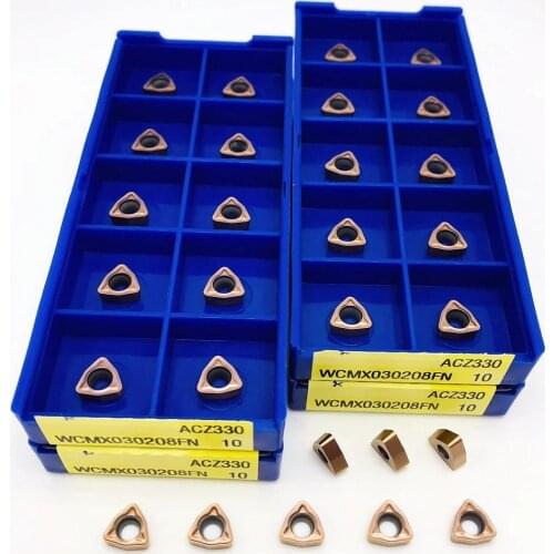100PCS U-shaped drill WCMX030208 FN ACZ330 carbide inserts for WC-shaped U-shaped drill WCMX 030208CNC lathe parts tools