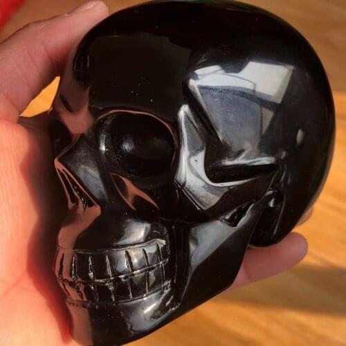 1000G Natural obsidian carving skull, fine carving workmanship, crystal healing