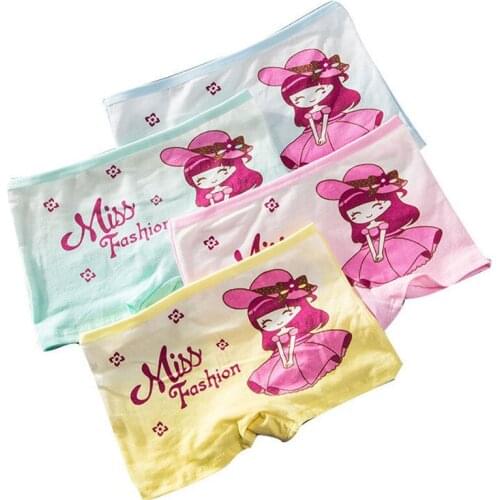 12pcs/Lot Girl Boxers Underwear Cute Girl Anime Printing Panties Kids Panties Soft Underpants Florals Cotton Boxers Size 3-10T