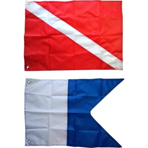 2 Size Large Dive Boat Flag International Sign Universal Scuba Diving Boat Floating Flag with Metal Grommets Accessories