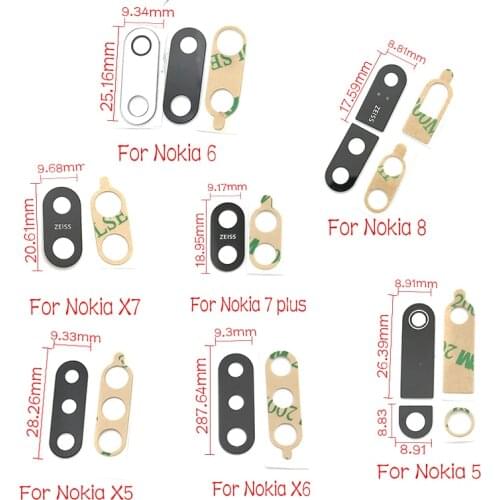 20Pcs/Lot,Rear Back Camera Glass Lens For Nokia 5 6 8 7 5.1 6.1 Plus X5 X6 X7 8.1 Glass Cover with Ahesive StickerReplacement