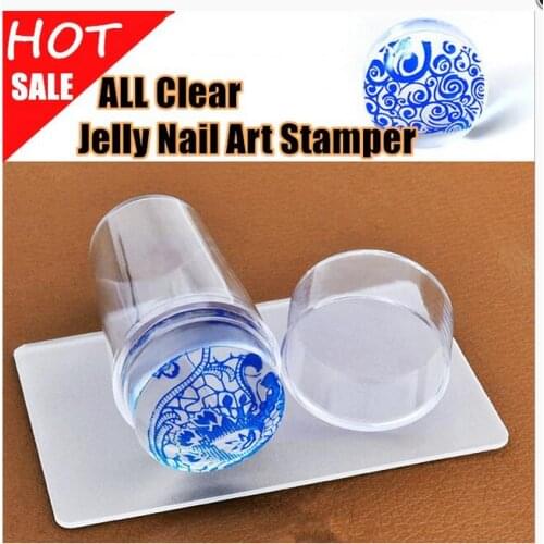 2016 NERW ! Nail Art Stamper and Scraper Clear Silicone Marshmallow Nail Tips Decorations Clear Jelly Nail Art Stamper with cap