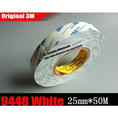 25mm*50M*0.15mm) 3M Double Sided Sticky Tape 9448 White for PC Phone Screen Windows Frame, Glass Rubber, Plastic Adhesive