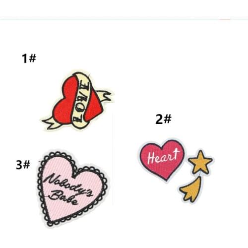 50pcs/lot Embroidery Patch Letter Red Love Heart Eye Glasses Scissors Clothing Decoration Sewing Accessories Craft Diy Applique