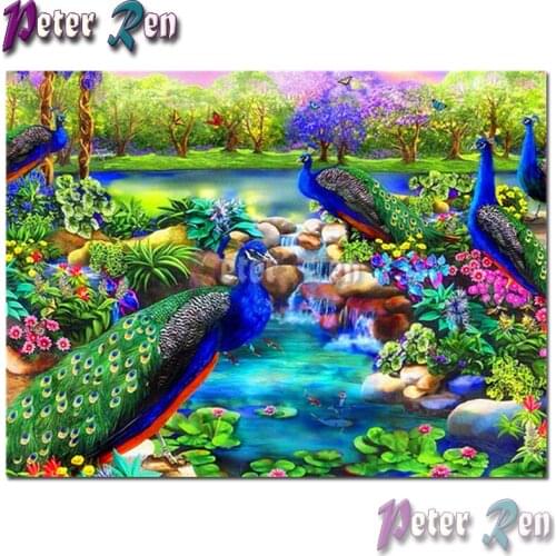 5d animal Diamond Painting Embroidery Peacock garden DIY Square or round Mosaic Cross stitch Rhinestone Living room decoration