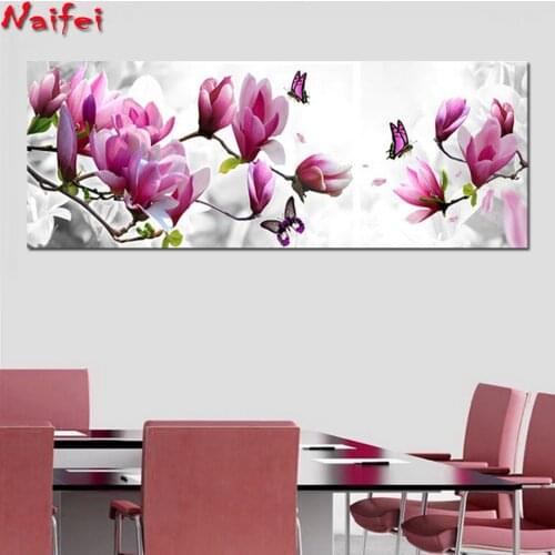 5D DIY Diamond embroidery Cross stitch Pink magnolia Full Square/Round Diamond mosaic Diamond painting flower decoration