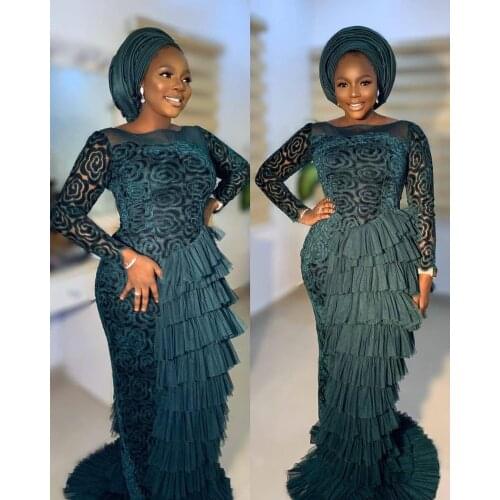 Green Color African Lace Fabric 2021 High Quality Lace with 3d Nigerian Lace Fabrics French Tulle Lace Fabric for Dress M3488