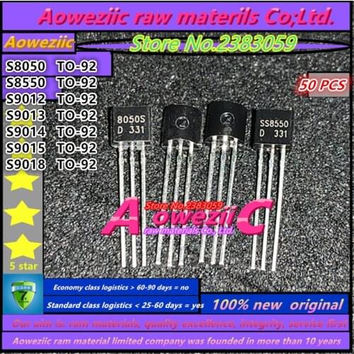 Aoweziic 2019+ 100% new original S8050 SS8050 S8550 SS8550 S9012 S9013 S9014 S9015 S9018 2N2222 2N2907 TO-92 Triode NPN