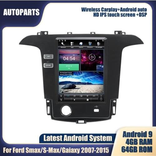 Tesla Android 9 1DIN Car GPS navigation radio for Ford Smax/S-Max/Galaxy 2007-2015 autoradio audio car multimedia player Stereo