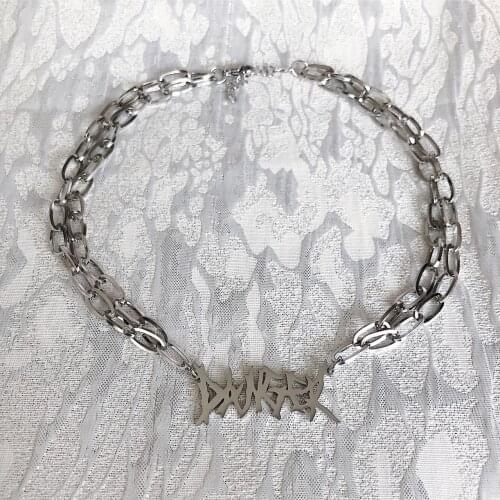 Letter Pendant Disco Necklace Female Student Korean Style Simple Ins Hip Hop Nightclub Net Red Mens Clavicle Chain Fashion