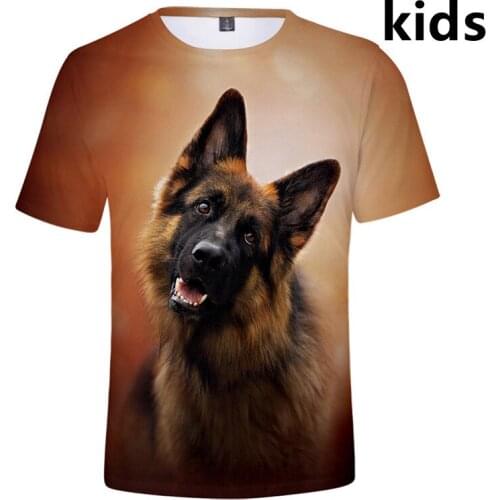 3 to 14 years kids t shirt German Shepherd 3D print T-shirt boys girls Dog lovers Brand t shirts Children Clothes