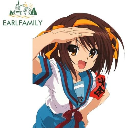 EARLFAMILY 13cm x 10.4cm for Suzumiya Haruhi Creative Car Sticker Scratch-Proof Decal Laptop Surfboard VAN Graffiti Decoration