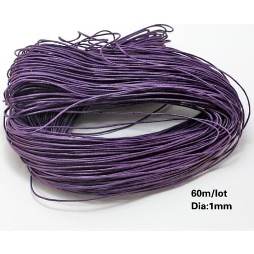Hot Fashion Wax Cord 60m/lot Purple Jewelry Cord DIY Jewelry Accessories 1mm FXT003-58