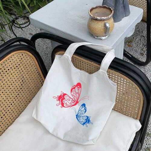 Fine Line Canvas Bag Ulzzang Fashion Casual Punk Large Capacity Shoulder Bags Shopper Women Harajuku Cartoon Shoulder Bags Eco