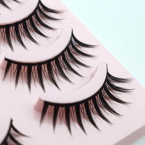 5Pairs Japanese Fairy False Eyelashes Cos Dance Performance Eyelash Handmade Long Thick Eyelash Female 3D Natural Lashes