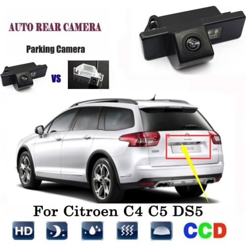 Reverse Camera For Citroen C4 C5 DS5 / CCD Night Vision RCA rear view Camera license plate camera / Back up Camera