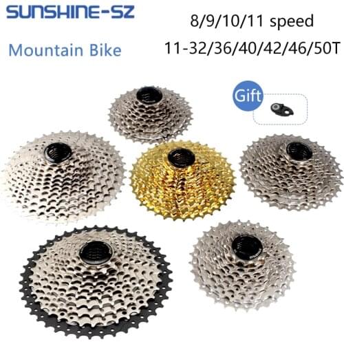 Sunshine Mtb Cassette 8 9 10 11Speed Freewheel Bike Star Sprocket Ratchet Bicycle Free Wheel 32T 36T 40T 42T 46T 50T for SHIMANO