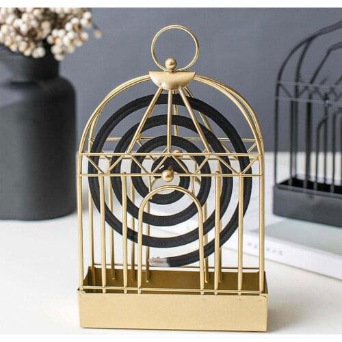 Birdcage Mosquito Coil Holder Nordic Style Home Wrought Storage Mosquito Hung Portable Cage Can Be Coil Iron Fireproof P4J9