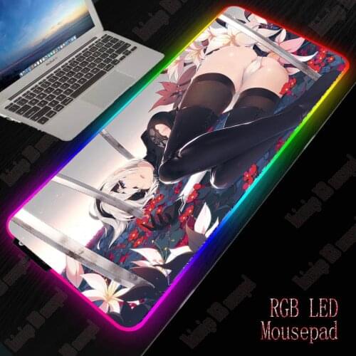 XGZ Nier Automata Sexy Girl RGB Mouse Pad Gaming Keyboard Mouse Pad Large Computer Mouse Pad Gamer Backlight Mause Pad Desk Mat