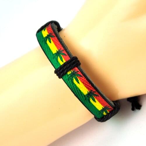 Handmade Leather Bracelet Wristband African Drum Musician Decoration Palm Trees