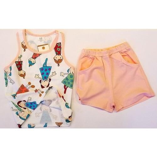 Summer Baby Clothing Set Cartoon Boys Girls Children Clothes Set Sport Infant Kid Suits Tracksuits Cotton Vest + Pants for 2-7Y