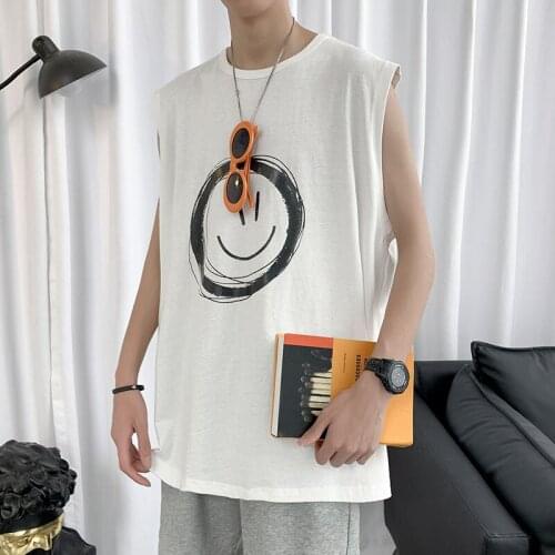 Summer Men T Shirt Sport Print Plus Size O Neck Tee Tops Simple Solid Korean Style Fashion Cute Cool Shirts For Students Vest