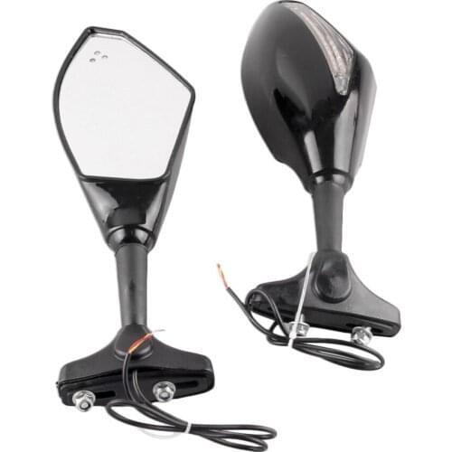 Motorbike Univeral Rearview Mirrors w/ LED Lamp Indicator For Honda Suzuki Yamaha Kawasaki Ducati Etc Models All Street Bikes