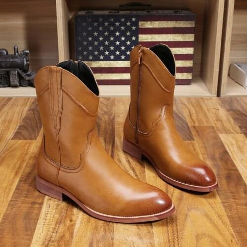 British style mens fashion knight boots natural leather shoes large size cowboy boot handsome long riding botas chaussure homme