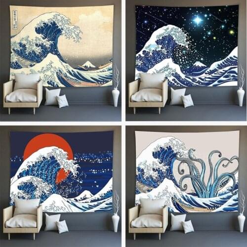 Ukiyo-e series tapestry, home wall decoration cloth art hanging painting background cloth, bedroom bedside wall hanging