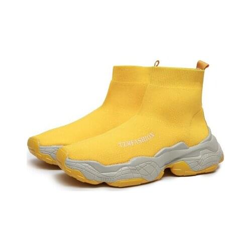 2020 new mens shoes breathable socks shoes canvas high-top boots thick bottom shoes middle-cut old shoes