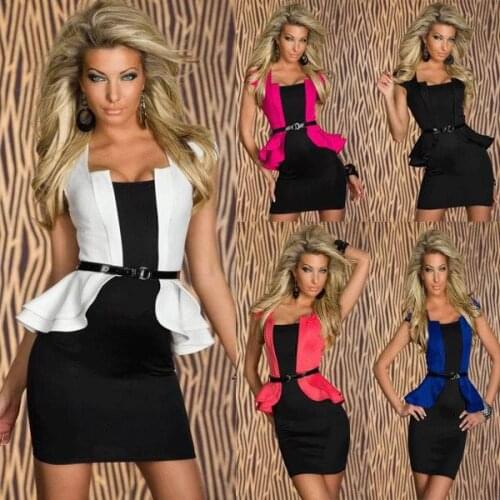 New Sexy Dress Clubwear Women Career Office Bodycon Dress Peplum Bandage Mini Dress With Belt