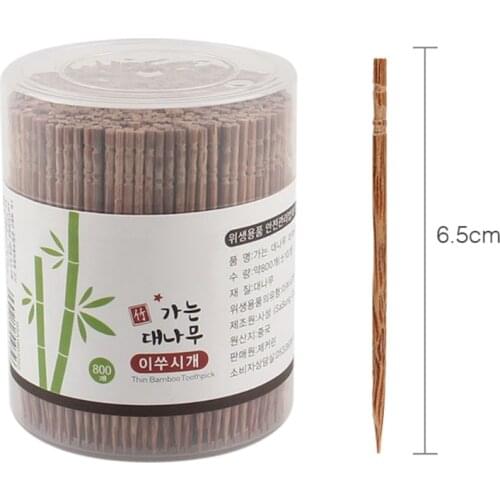 50LB 800Pcs Disposable Carbonized Bamboo Wooden Toothpicks Single-Head Pointed Cocktail Picks with Dispenser Fruit Skewers Teeth