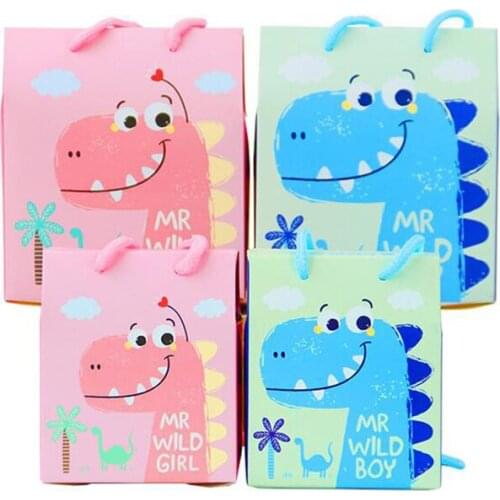 50pcs European Dinosaur Candy Boxes Favor Hand Gift Bag Boxes Sweet Packaging Bag With Tie Baby Shower Birthday Party Decoration