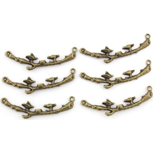 100pcs bird on branches antique bronze lead and nickle free zinc alloy pendant, charm, drops for diy 41X12mm lead free