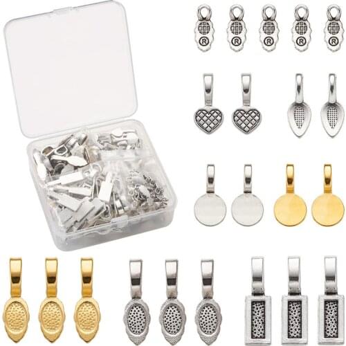 About 200pcs/box Tibetan Style Alloy Glue-On Flat Pad Pendant Bails for jewelry DIY making accessories 8.2x8.2x2.7cm