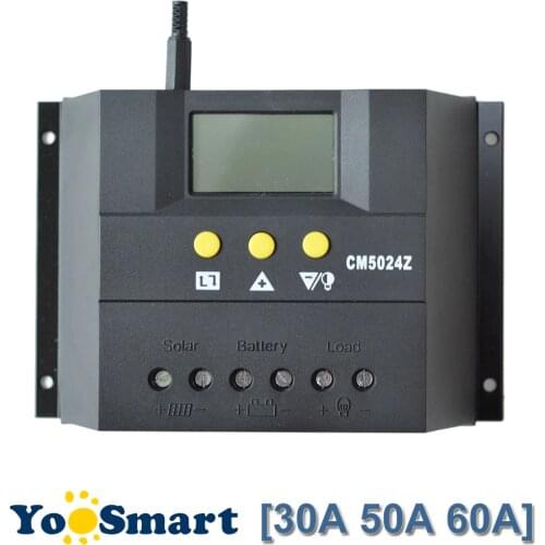 PWM 30A 50A 60A Solar Charge Controller 12V 24V Auto LCD PV Panel Battery Charge Controller Solar System For AGM batteries